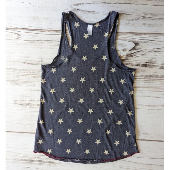 Alternative Earth Light Weight Racerback Blue and Start Flag Tank Top sz L - Picture 4 of 4